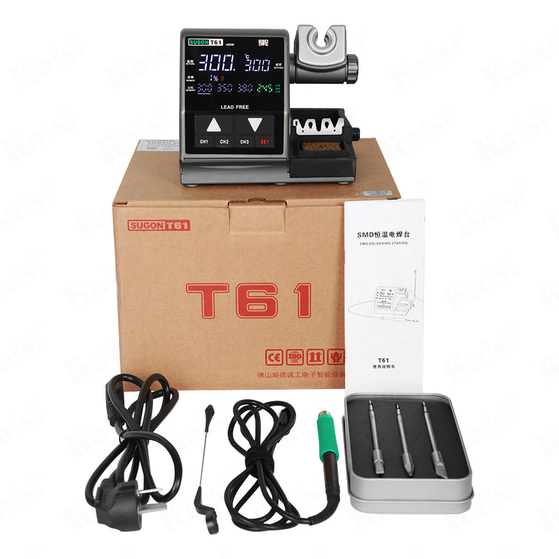 SUGON T61 soldering station 400w high power, suitable for automobile repair and electronic repair, instant tin melting and good motherboard repair effect