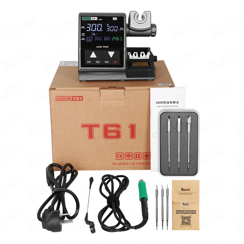 SUGON T61 soldering station 400w high power, suitable for automobile repair and electronic repair, instant tin melting and good motherboard repair effect