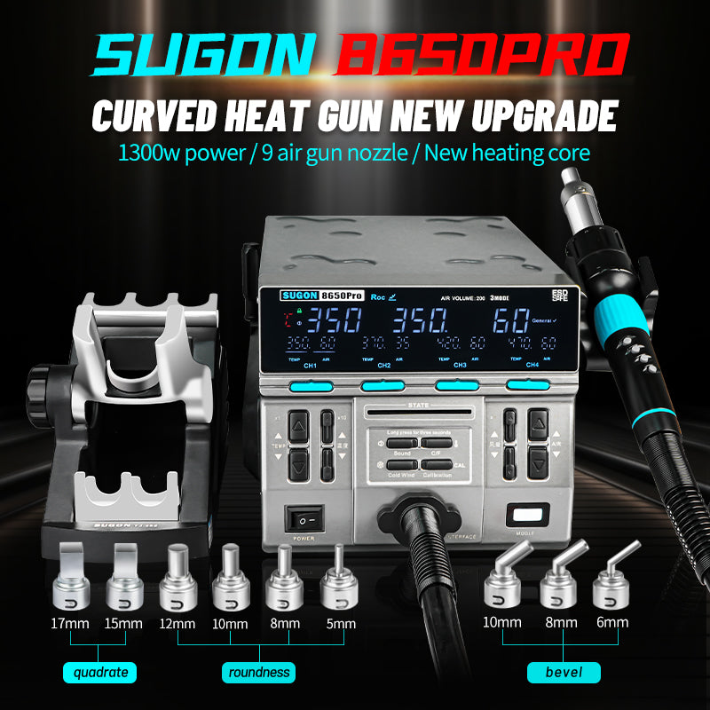 SUGON 8650pro hot air gun curve working mode digital display intelligent hot air desoldering station BGA PCB chip repair tool